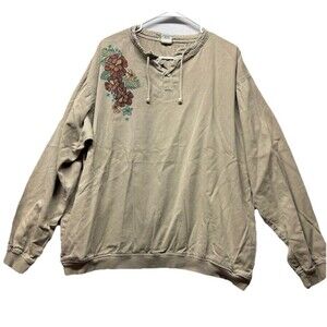 Crazy Shirts Hawaii Women's Long Sleeve Coffee Dyed Cotton Pullover Size XXL